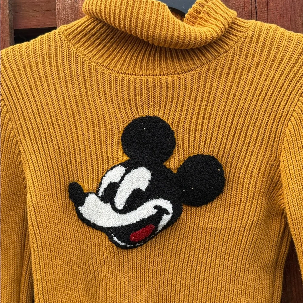 Disney x Forever 21 Mickey Mouse Chenille Patch Ribbed Turtleneck Sweater XS